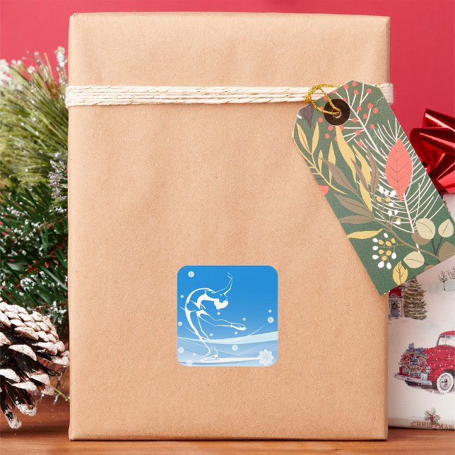 Pegatina Cuadrada Ilustracion deportivo de patinaje sobre hielo feme (Subido por el creador)