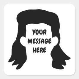 Pegatina Cuadrada Ilustración divertida de mullet con mensaje person