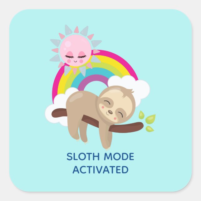 Pegatina Cuadrada Ilustracion divertidísimo en modo eslogan activado (Anverso)