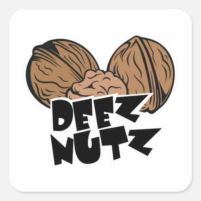 Pegatina Cuadrada Ilustracion divertido de Deez Nutz (Anverso)