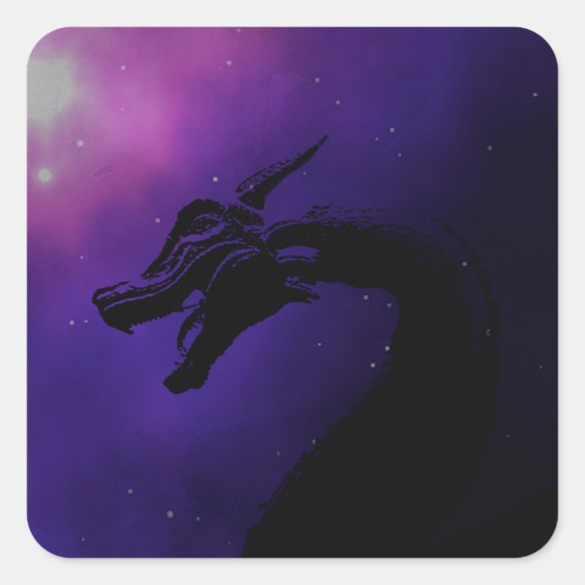 Pegatina Cuadrada Ilustracion Dragon Morple Moon (Anverso)