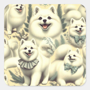 Pegatina Cuadrada Ilustracion esquimal retro americano