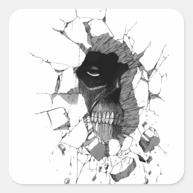 Pegatina Cuadrada Ilustracion facial Skeleton (Anverso)