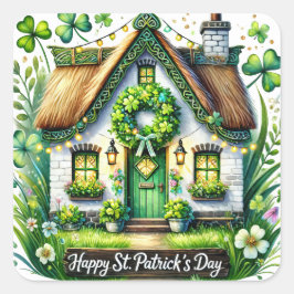 Pegatina Cuadrada Ilustracion floral de algodón caprichoso