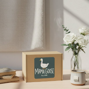 Pegatina Cuadrada Ilustración minimalista de mamá ganso adorable