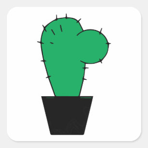 Pegatina Cuadrada Ilustracion mínimo de cactus verdes