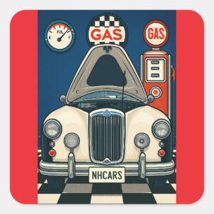 Pegatina Cuadrada Ilustracion NH Antique Car