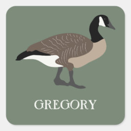 Pegatina Cuadrada Ilustración personalizada de gansos de Canadá para