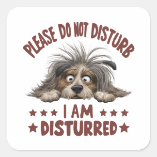 Pegatina Cuadrada ilustracion personalizado con un perro descamuflad