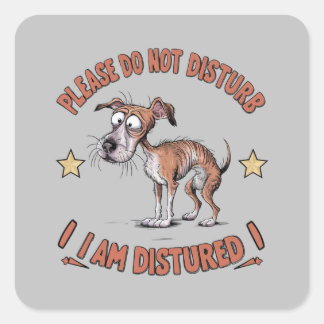 Pegatina Cuadrada ilustracion personalizado con un perro descamuflad
