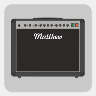 Pegatina Cuadrada Ilustracion personalizado del amplificador para