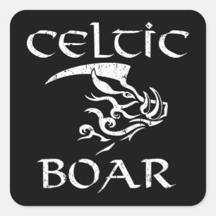 Pegatina Cuadrada Ilustracion Tribal Irlandés de Boar Celta