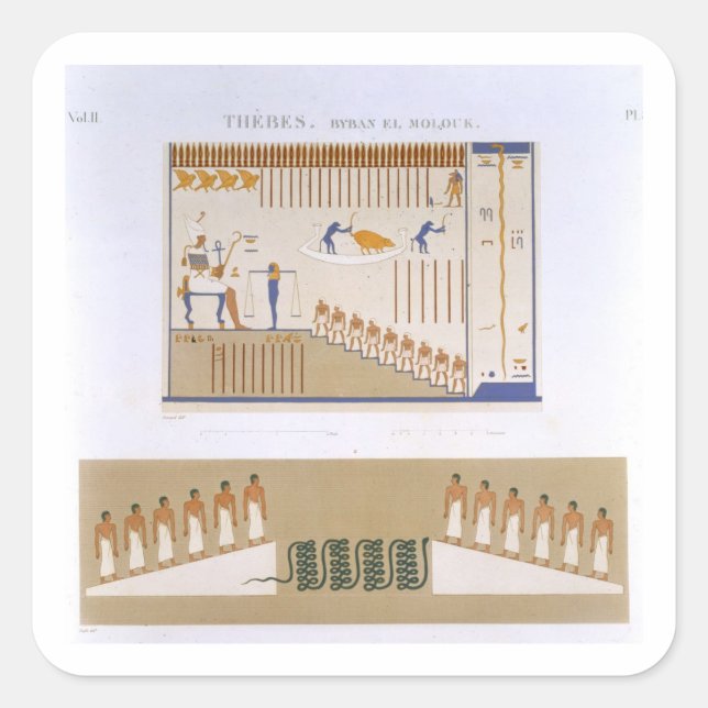 Pegatina Cuadrada Ilustraciones de frescos de Byban el Molouk, The (Anverso)