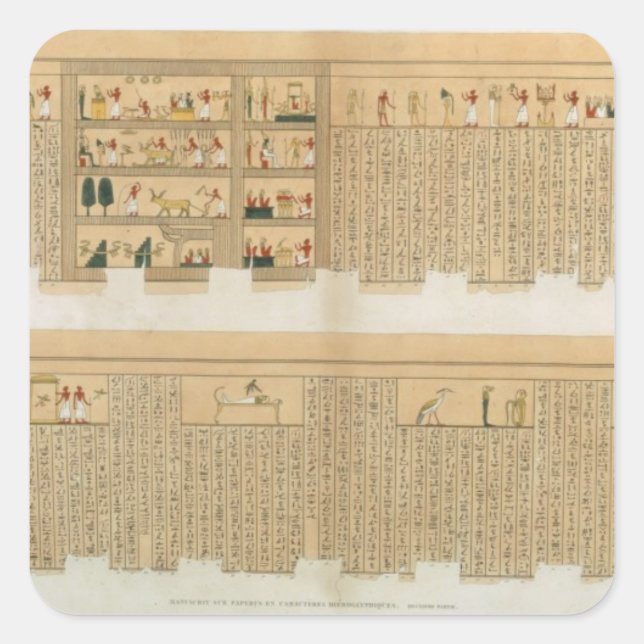 Pegatina Cuadrada Ilustraciones de un manuscrito de Pampus con jerog (Anverso)