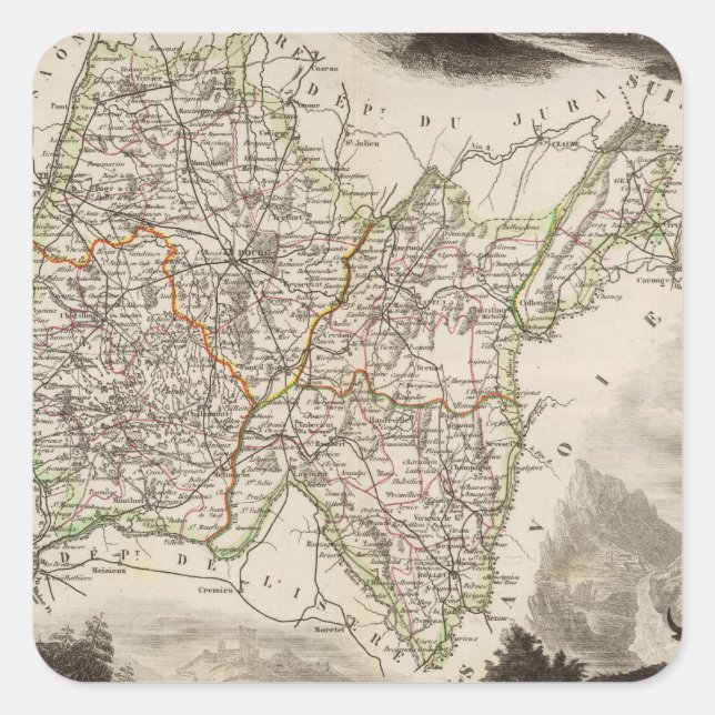 Pegatina Cuadrada Ilustraciones, paisajes (Anverso)