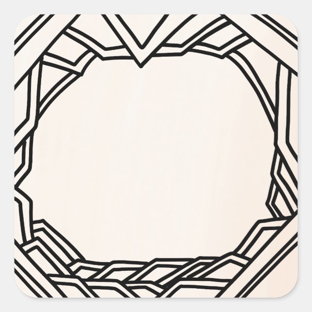 Pegatina Cuadrada Ilustrado a Mano Ornamentado (Anverso)