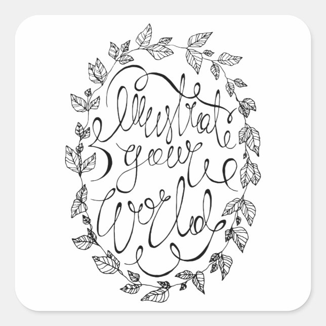 Pegatina Cuadrada Ilustrar tu caligrafía mundial (Anverso)