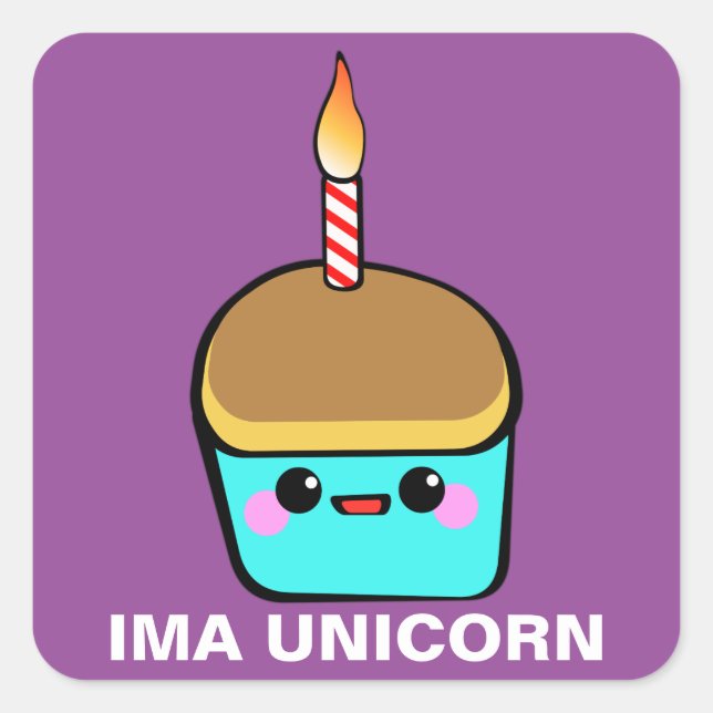 Pegatina Cuadrada Ima Unicorn (Anverso)