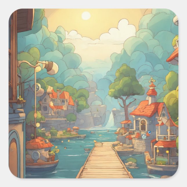 Pegatina Cuadrada Imagen colorida (Anverso)