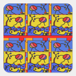 Pegatina Cuadrada Imagen con arte moderno de pescado