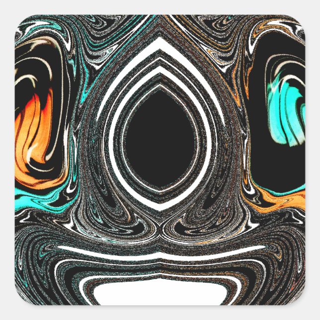 Pegatina Cuadrada Imagen de arte en textura de cebra de origen étnic (Anverso)