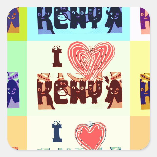Pegatina Cuadrada Imagen de arte pop de Kenya Travel Souvenir (Anverso)