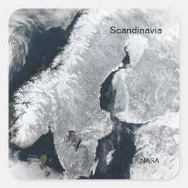 Pegatina Cuadrada Imagen de la NASA de Space Scandinavia en invierno