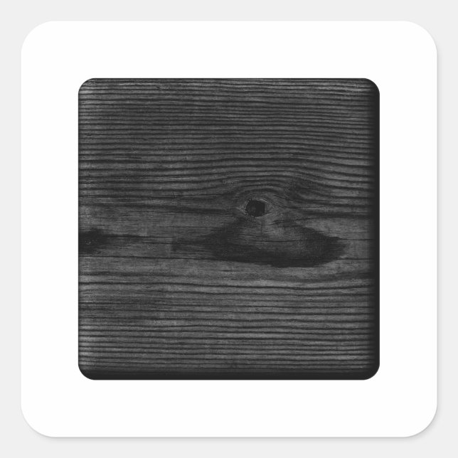 Pegatina Cuadrada Imagen de madera negra. (Anverso)