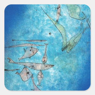 Pegatina Cuadrada Imagen de pez de Paul Klee