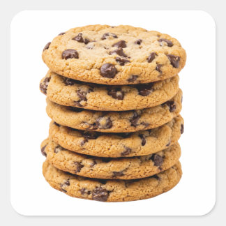 Pegatina Cuadrada Imagen de pila de galletas con chispas de chocolat