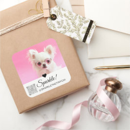 Pegatina Cuadrada Imagen moderna de moda Nombre QR Código QR Grande