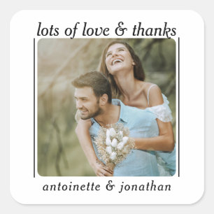 Pegatina Cuadrada Imagen personalizada de pareja de amor y agradecim