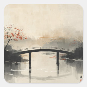 Pegatina Cuadrada imágenes minimalistas de pintura de puentes