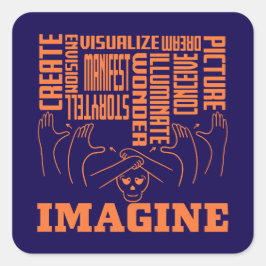 Pegatina Cuadrada Imagine - Diseño ASL
