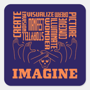 Pegatina Cuadrada Imagine - Diseño ASL