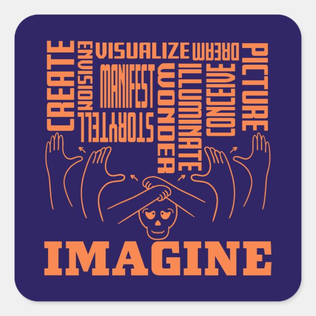 Pegatina Cuadrada Imagine - Diseño ASL (Anverso)