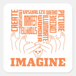 Pegatina Cuadrada Imagine - Diseño ASL