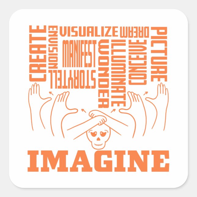 Pegatina Cuadrada Imagine - Diseño ASL (Anverso)