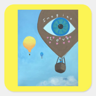 Pegatina Cuadrada Imagine Love, Hot Air Balloons, stickers