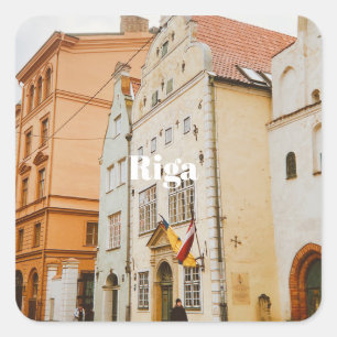 Pegatina Cuadrada Imán de foto flexible del paisaje urbano de Riga