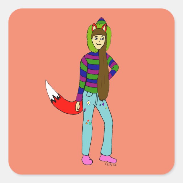 Pegatina Cuadrada imbécil (Anverso)