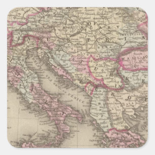 Pegatina Cuadrada Imperio austríaco, Italia, Turquía en Europa,
