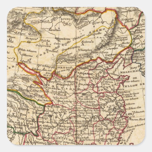 Pegatina Cuadrada Imperio chino (Anverso)