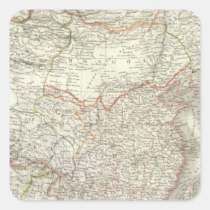 Pegatina Cuadrada Imperio Chinois, Japon - imperio chino y Japón