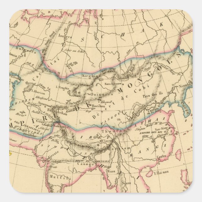 Pegatina Cuadrada Imperio de los mongoles (Anverso)