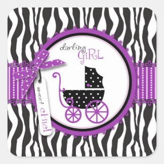 Pegatina Cuadrada Impresión cebra y transporte para bebé