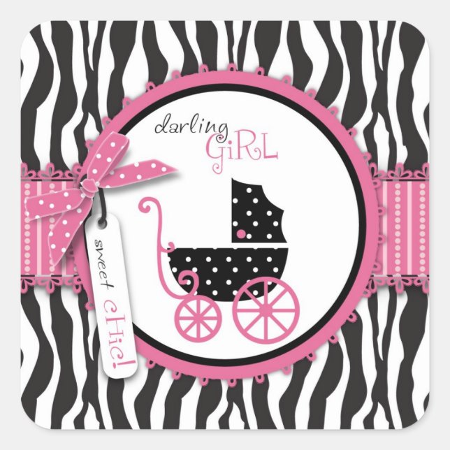 Pegatina Cuadrada Impresión cebra y transporte para bebé (Anverso)
