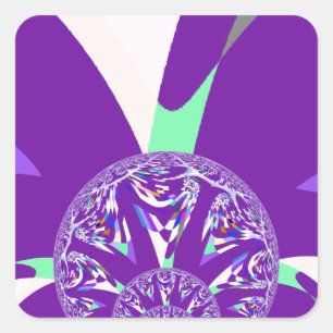 Pegatina Cuadrada Impresión de arte azul cian kaleidoscope