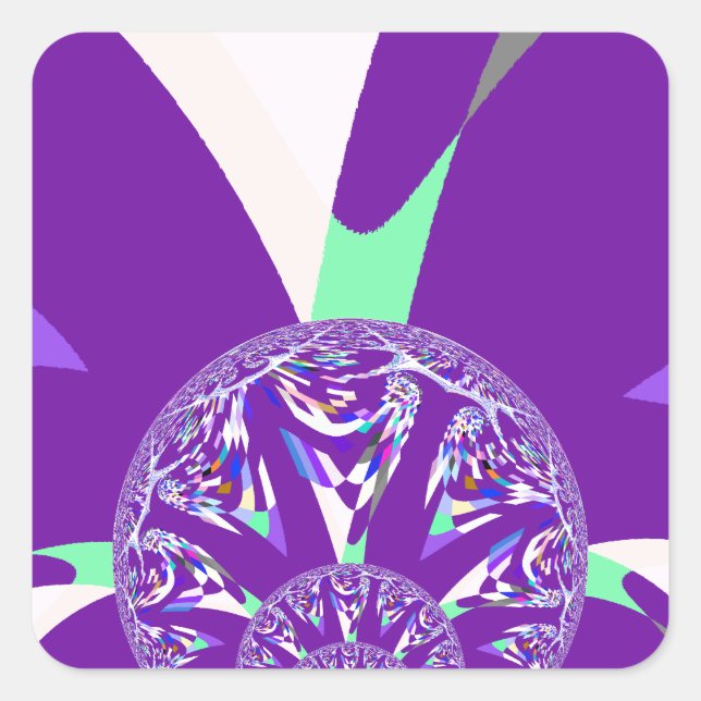 Pegatina Cuadrada Impresión de arte azul cian kaleidoscope (Anverso)