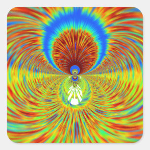 Pegatina Cuadrada Impresión de arte colorida en Kaleidoscope